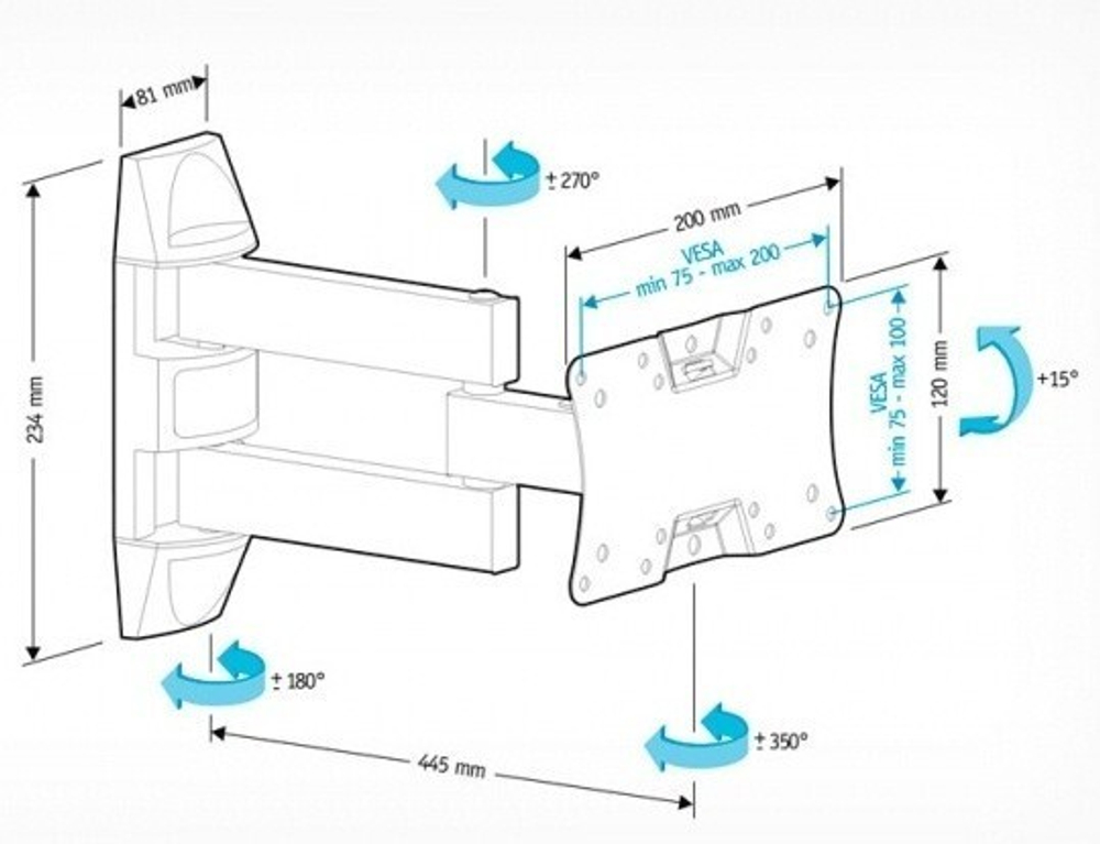 Кронштейн для телевизора Holder LCDS-5065 черный 19;-32; макс.30кг настенный поворот и наклон