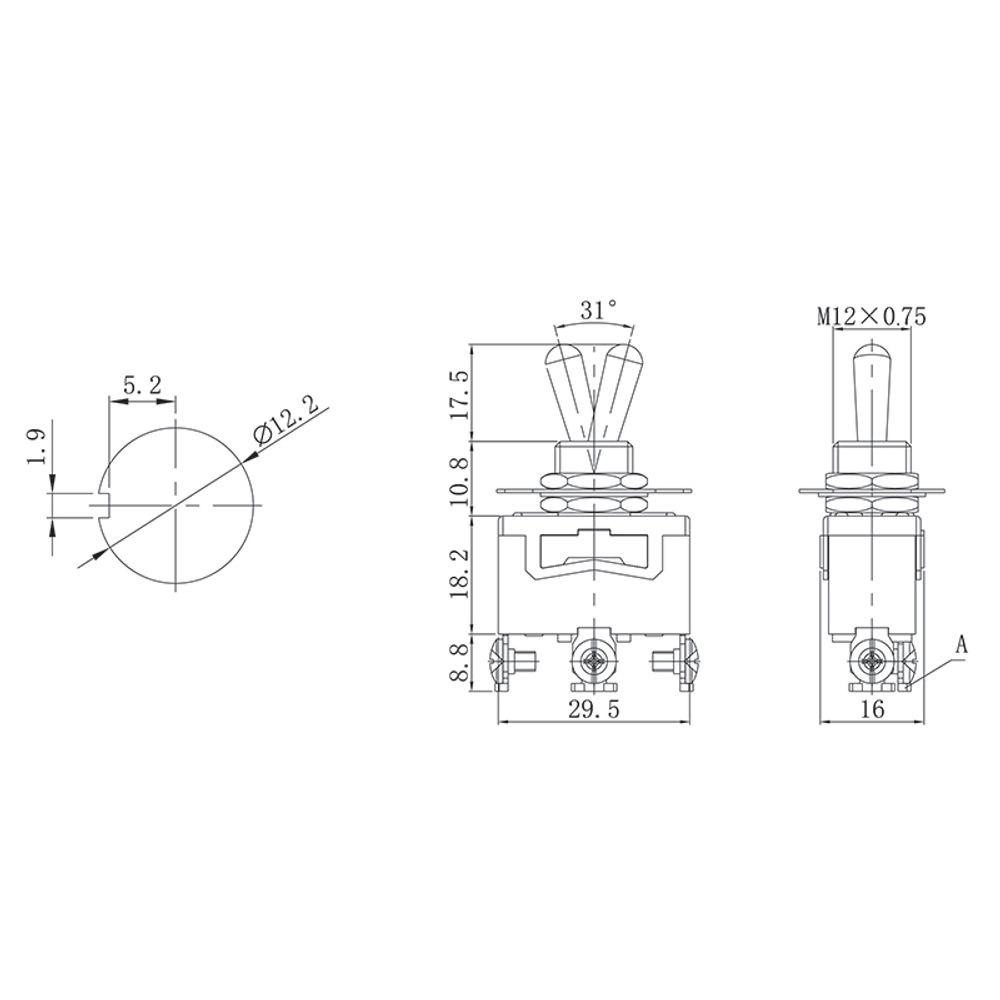 Тумблер 250В 15А (3c) (вкл)-выкл-(вкл) однополюсной (KN-123) REXANT