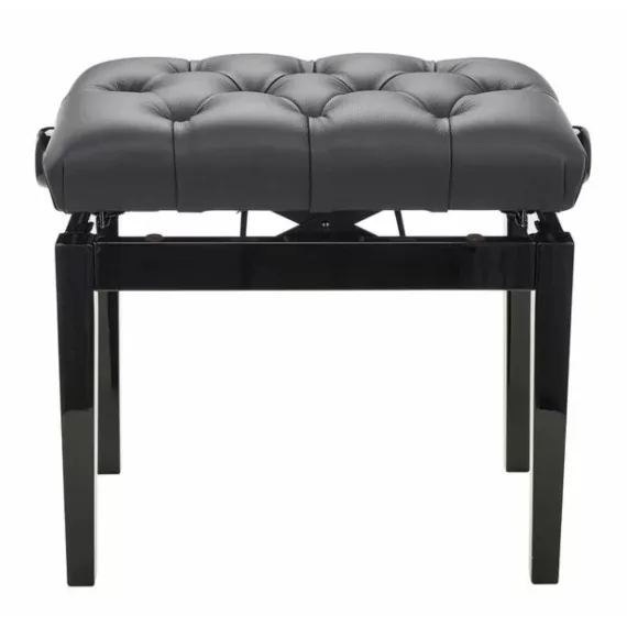 K&amp;M 13981-400-21 банкетка для пианино, чёрн. лакир. дерево, стёганое кожаное сиденье выс. 48-55 см