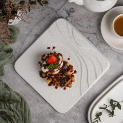 Тарелка 25*25 см h2,8/1 см квадратная борт лесенка Oyster белая фарфор P.L. Proff Cuisine [6]