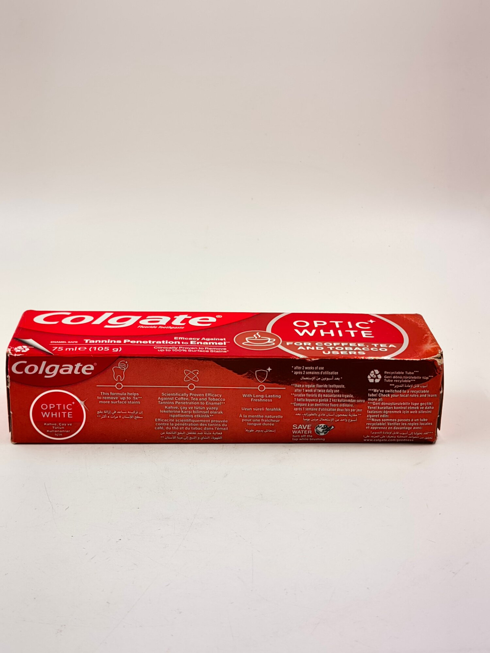 Colgate Optic White Отбеливающая зубная паста для любителей кофе, чая и табака 75 мл