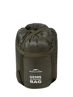 Спальный мешок Naturehike U250S с капюшоном, хаки (NH20MSD07),молния справа