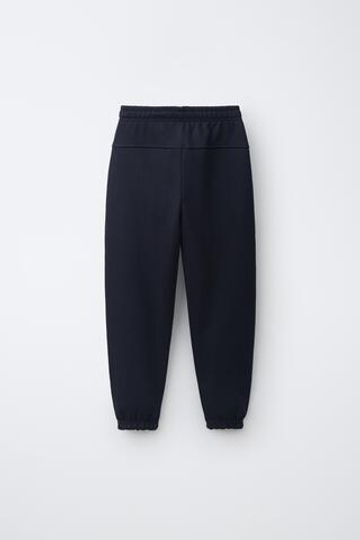 ZARA ОДНОТОННЫЕ БРЮКИ-ДЖОГГЕРЫ С НАШИВКОЙ, МОРСКОЙ СИНИЙ