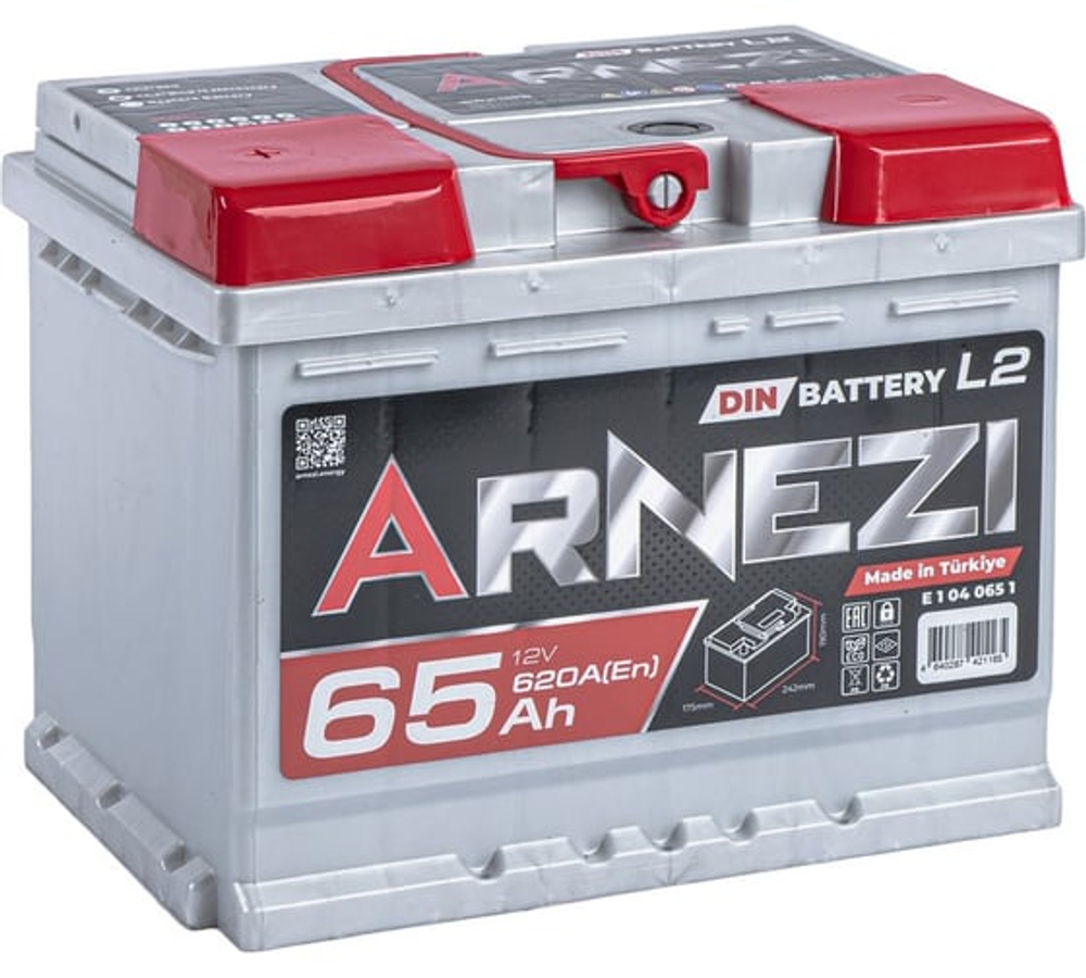 Аккумулятор ARNEZI DIN SMF 65 А/ч прямой L+ 242x175x190 L2 EN 620 А