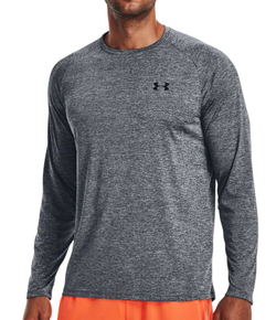 Мужская теннисная футболка теннисная Under Armour Men's UA Tech Long Sleeve - pitch gray/black