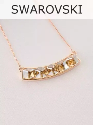 Колье Мираж с дорожкой кубиков Swarovski цвета шампань