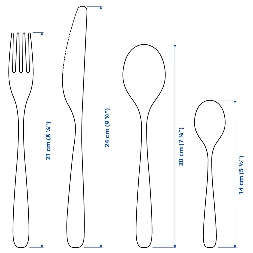 IKEA TILLAGD  (ИКЕА ТИЛЛАГД)  -  Набор столовых приборов, 24 шт. - чёрный