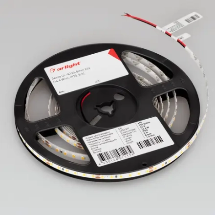 Лента UL-A120-8mm 24V Warm2700 (14.4 W/m, IP20, 5m) (Arlight, 7 лет)