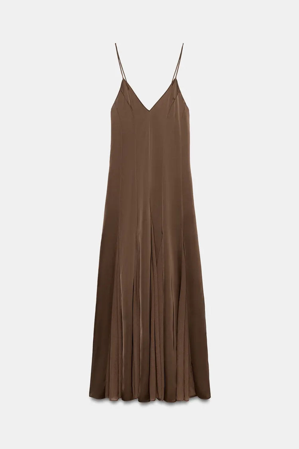 ZARA КОМБИНИРОВАННОЕ ПЛАТЬЕ-КОМБИНАЦИЯ, ШОКОЛАДНЫЙ