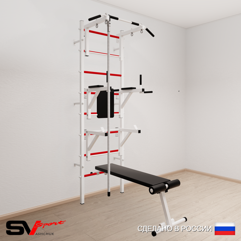 Шведская стенка Sv Sport усиленная 690 (Турник стандарт/Брусья/Стойка/Скамья/Канат)