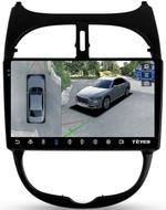 Магнитола для Peugeot 206 1998-2012 - Teyes CC3-2K-360 на Android 10, Быстрая, 2K QLED, CarPlay, 4G SIM-слот, 4 камеры в комплекте