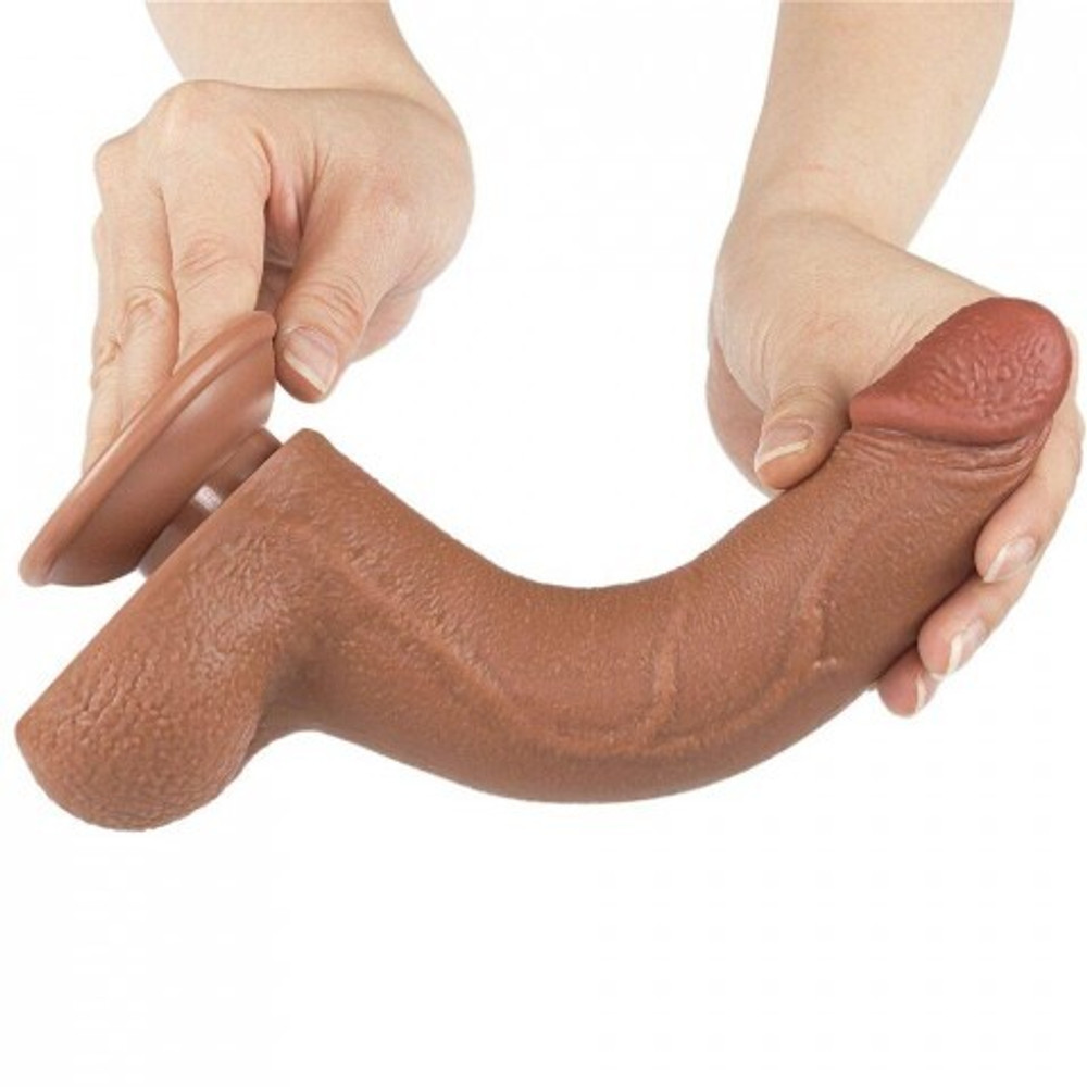 Реалистичный фаллоимитатор Lovetoy Sliding Skin (20×4 см) с двойной плотностью коричневый