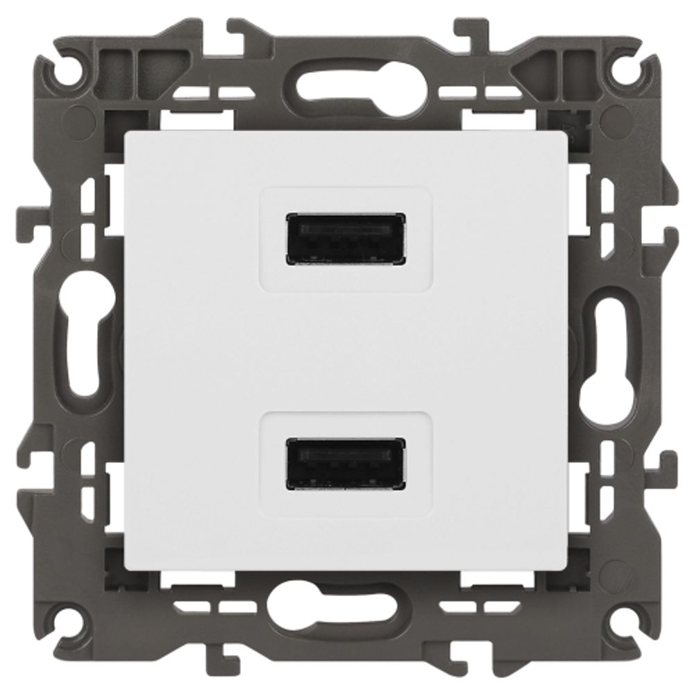 14-4110-01 ЭРА Устройство зарядное USB, 230В/5В-2100мА, IP20, Эра Elegance, белый | Эра Elegance