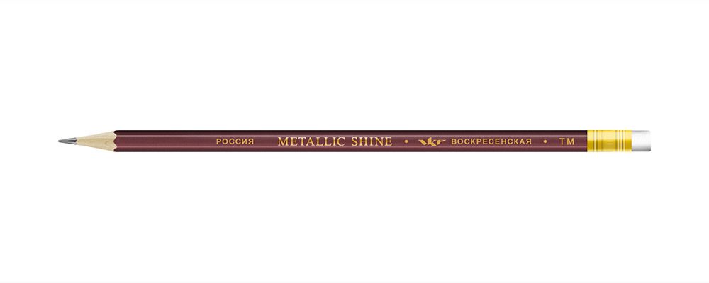 Карандаш чернографитный с ластиком заточенный ТМ (HB) 72 шт, Metallic shine MS04, 1-1593 серебряно-бордовый, ВКФ MS04