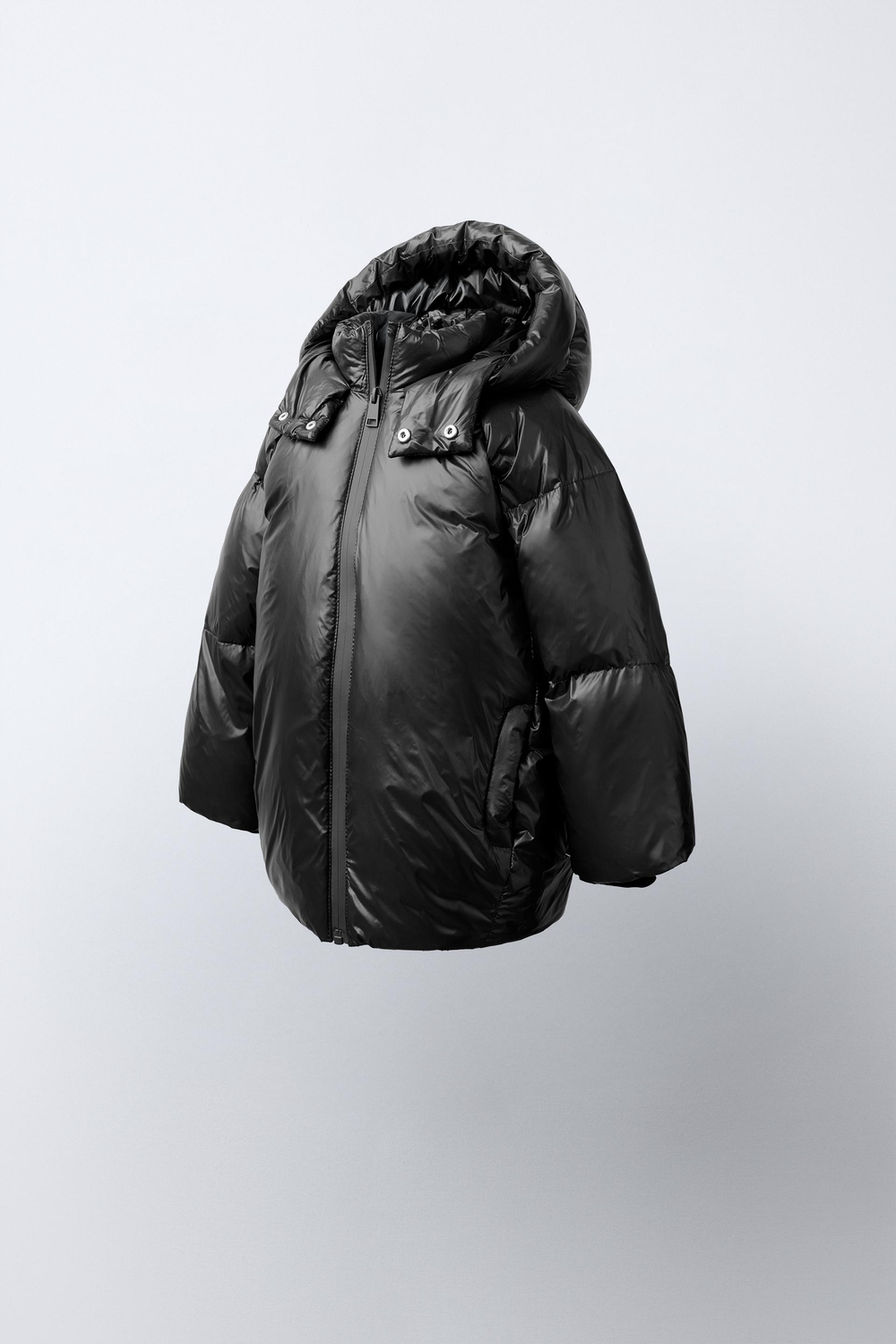 ZARA ПУХОВИК 50% ПУХА И 50% ПЕРА WATER REPELLENT WIND RESISTANT THERMAL INSULATION, ЧЕРНЫЙ
