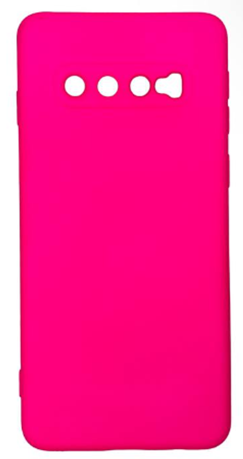 Накладка для Samsung Galaxy S10 Silicone cover без логотипа ярко-розовая