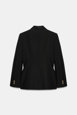 ZARA ДВУБОРТНЫЙ БЛЕЙЗЕР С КРУЖЕВОМ, ЧЕРНЫЙ