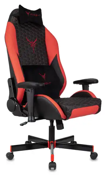 Кресло игровое Knight Neon черный/красный соты экокожа с подголов. крестов. металл