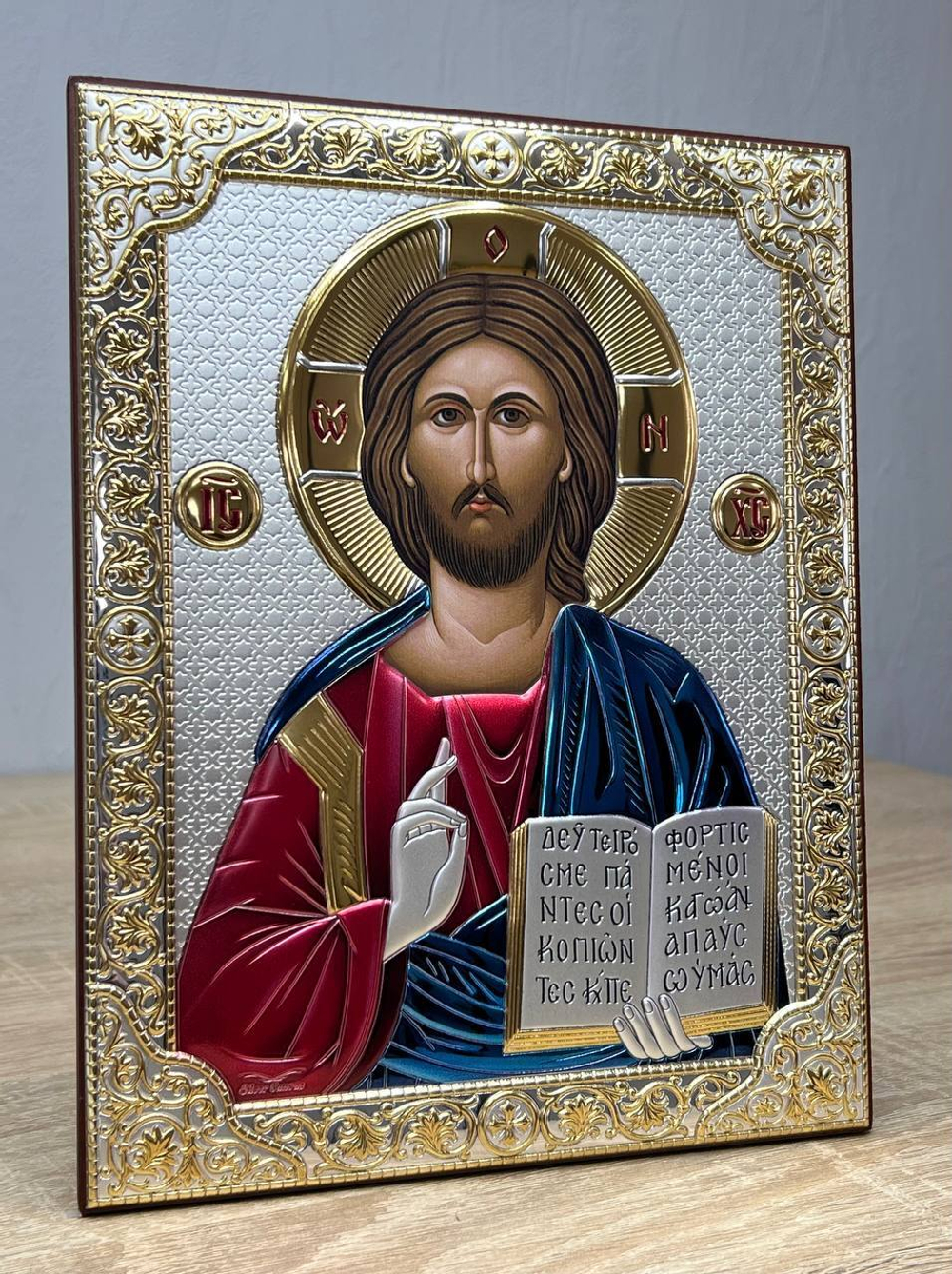 Спаситель, икона прямоугольная без рамки, красное дерево, эмаль 150х200
