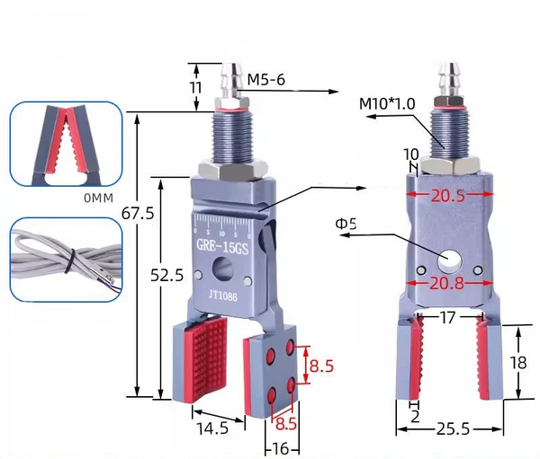 Mini-gre-15gs (clamping range: 0-14mm) comes with detection sensor line