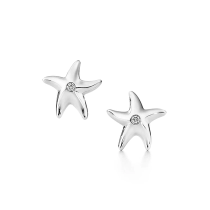 Серьги из серебра 925 с бриллиантами, Tiffany💠В виде морских звёзд. В наличии