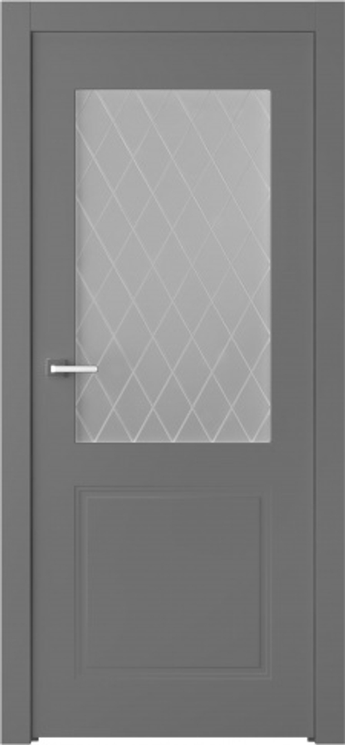Дверь Кремона 2 / Цвет Эмаль графит / Мателюкс белый витраж / Двери Belwooddoors
