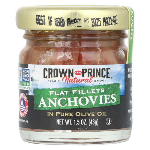 Crown Prince Natural, филе анчоусов, в чистом оливковом масле, 43 г (1,5 унции)