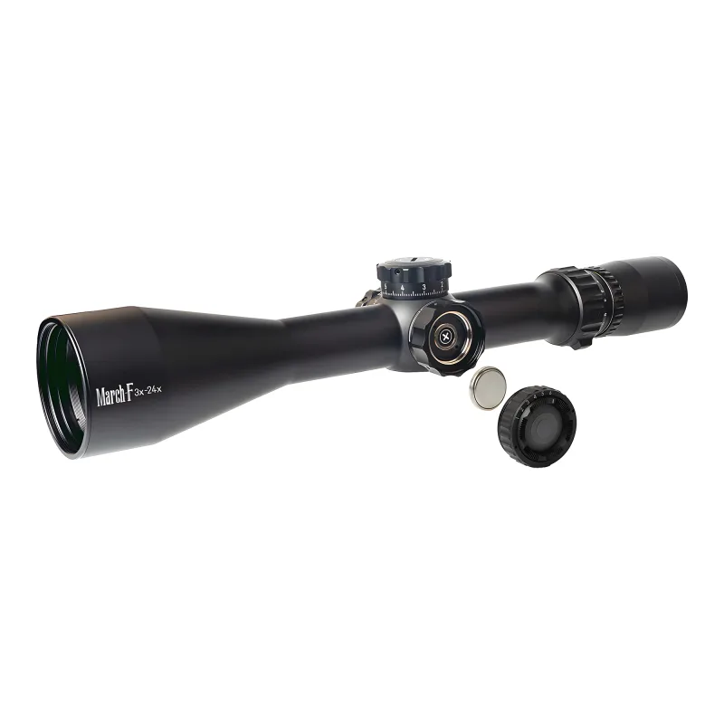 Прицел March-F 3-24x52 FML-T1 FFP, подсветка, вид сбоку с регулировочными ручками