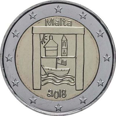 МАЛЬТА, 2018, 2 ЕВРО [БИМЕТАЛЛ]