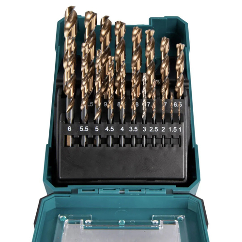 Набор сверл по металлу HSS-Co, 1-10 мм, шаг 0.5 мм, 19 шт Makita D-67561