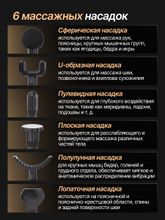 Перкуссионный массажер для тела, шеи и спины DFC VM-BR Черный, 6 насадок