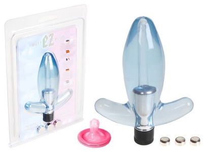 Анальный стимулятор Butt Plug с вибрацией (Цвет: голубой)
