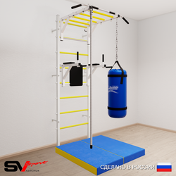 Шведская стенка Sv Sport 5406 (Турник рукоход/Брусья/Канат/Цепь/Мешок 22кг/Мат 1м)