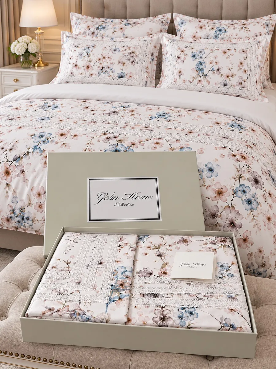 Gelin Home КПБ 6 пр. EBRU синий цвет пододеяльник 200*220, простынь 240*260, наволочки 50*70 2шт, декоративные наволочки 50*70 2шт GLNN546 — фото 7