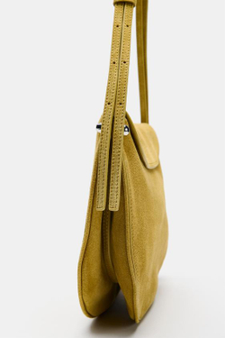 ZARA КОЖАНАЯ СУМКА ЧЕРЕЗ ПЛЕЧО С КЛАПАНОМ, ЛАЙМОВЫЙ ЗЕЛЕНЫЙ