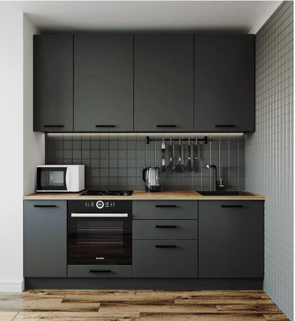 Кухонный гарнитур Антрацит (графит) 2200 мм столешница 38 мм