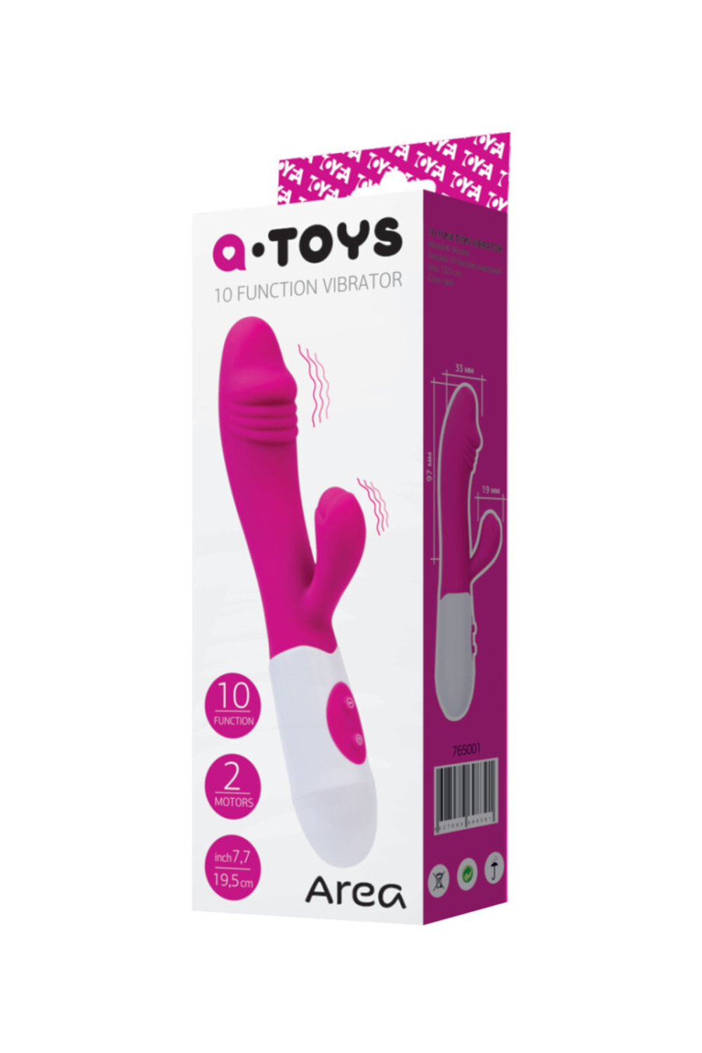 Вибратор с клиторальным стимулятором A-Toys by TOYFA Area, силикон, розовый, 19,5 см