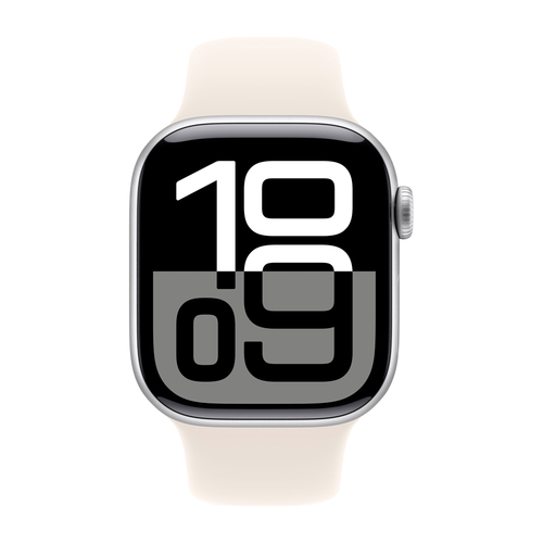 Умные часы Apple Watch Series 10 GPS, 42mm, Silver Aluminium Case with Sport Band S/M, Starlight (Серебристый) MWWW3