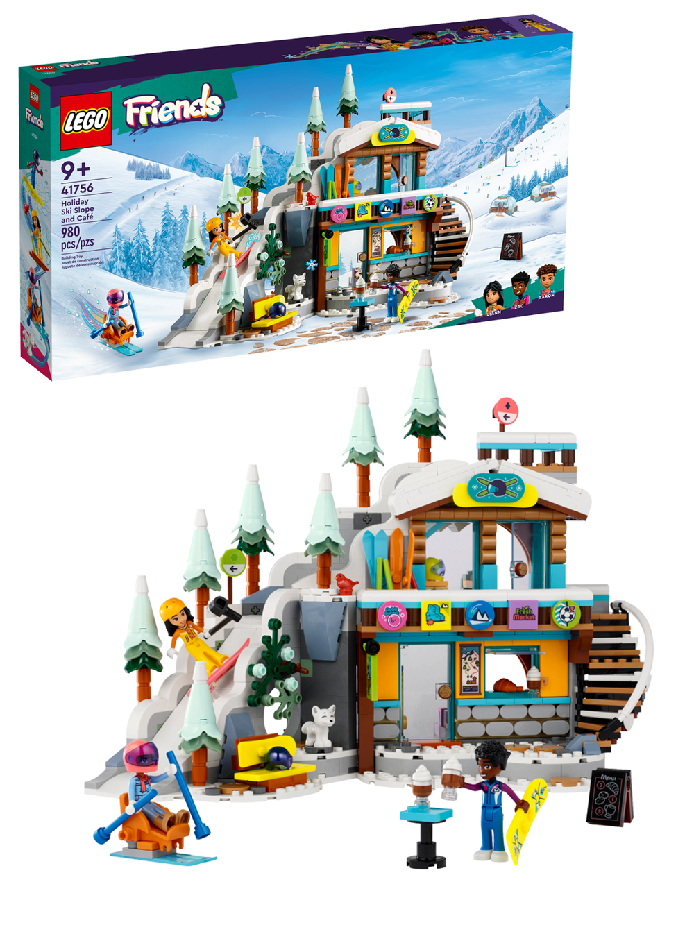 Конструктор Лего Френдс Лыжная трасса и кафе | LEGO Friends Holiday Ski Slope and Café 41756 - 980 деталей (9+)