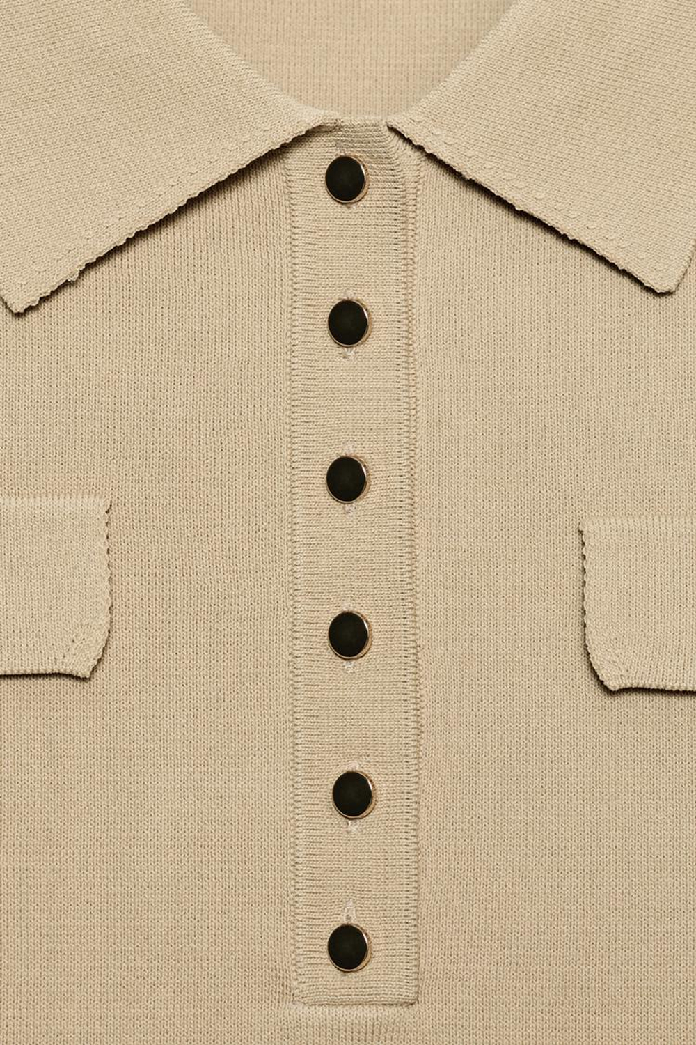 ZARA ТРИКОТАЖНЫЙ ПОЛО С ПЛАНКАМИ, РЫЖЕВАТО-КОРИЧНЕВЫЙ