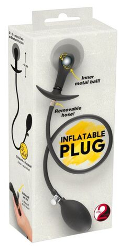 Черная анальная втулка-расширитель Inflatable Plug (Цвет: черный)