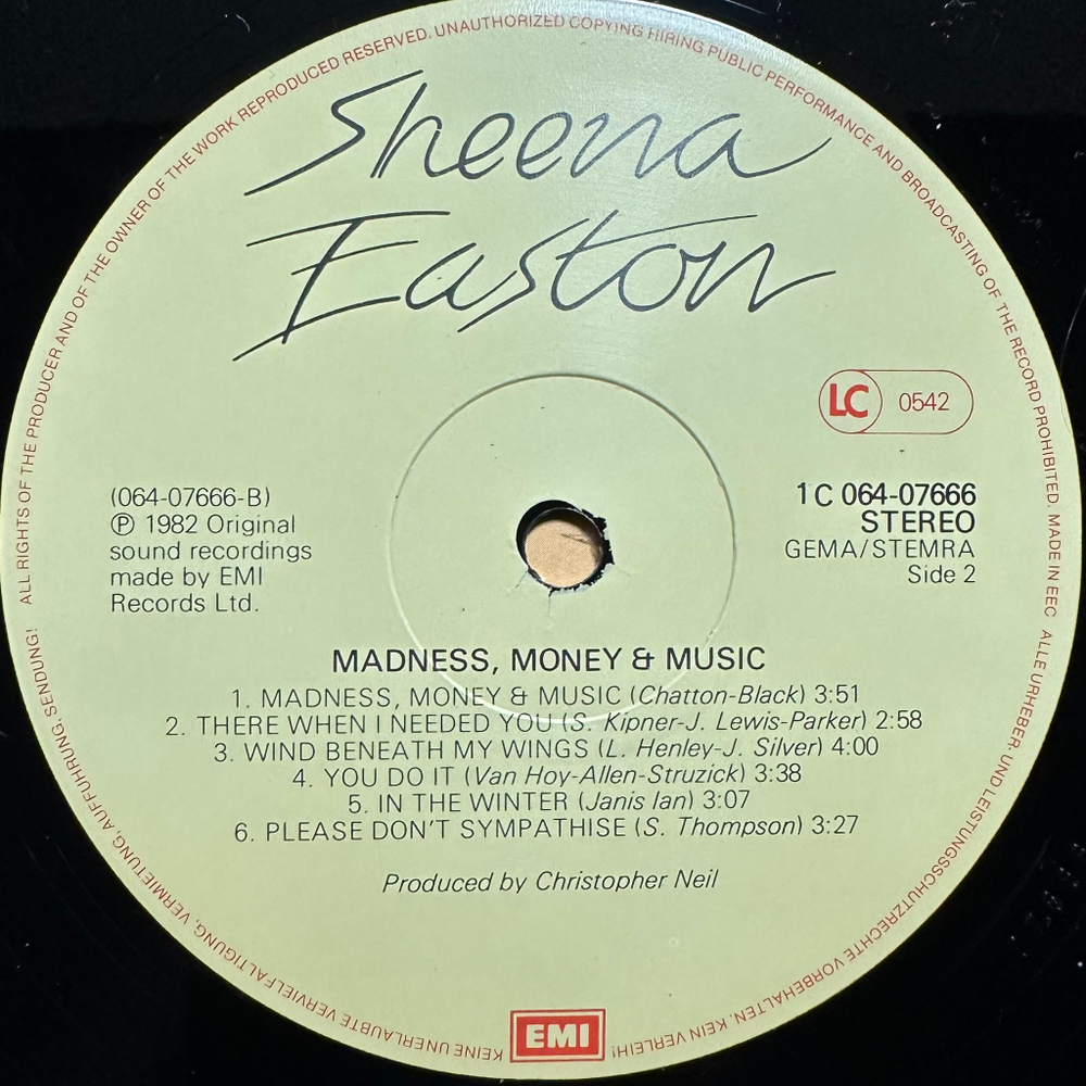 Sheena Easton - Madness, Money And Music (Европа 1982г.)