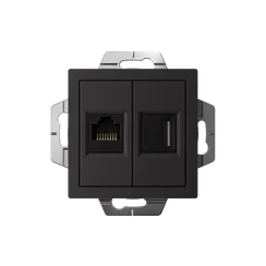 Розетка двойная HDMI + RJ45, Cat 5e Systeme Electric AtlasDesign Карбон ATN001082