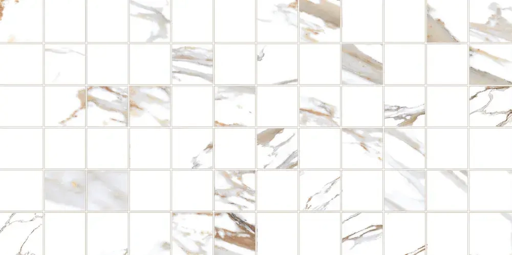 Настенная плитка ALMA Ceramica TWU09DKT014 Dakota 50x24.9 белая глянцевая рельефная под мозаику