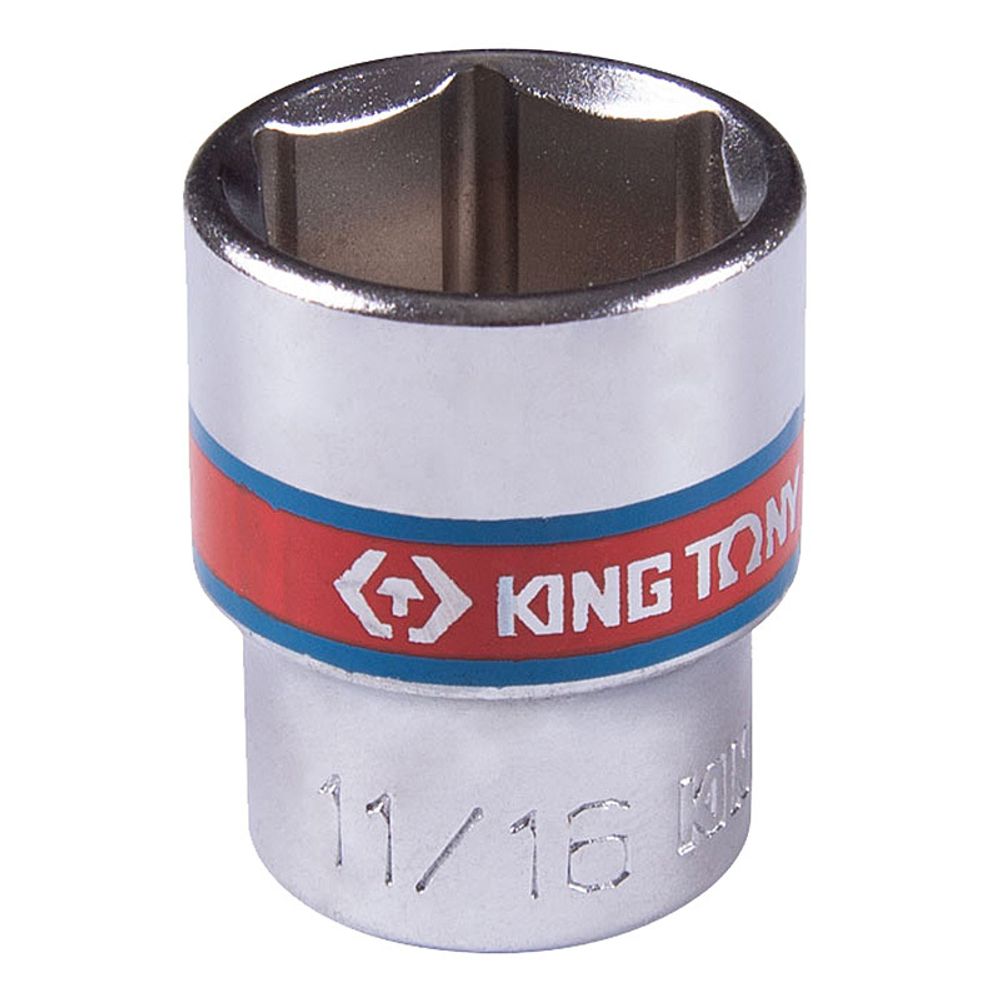 KING TONY (333522S) Головка торцевая стандартная шестигранная 3/8", дюймовая 11/16"