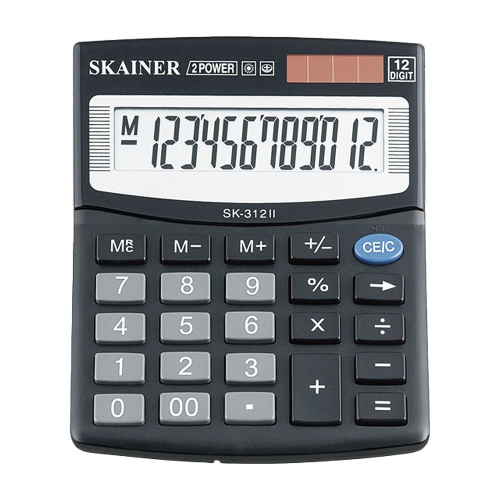 Калькулятор настольный SKAINER 12 Bit, LCD, 12.4*10*3.2 см, чёрный Калькулятор настольный SKAINER 12 Bit, LCD, 12.4*10*3.2 см, чёрный