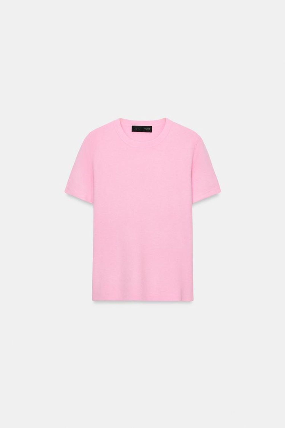ZARA ТРИКОТАЖНЫЙ ТОП С МЯГКОЙ ТЕКСТУРОЙ, РОЗОВЫЙ