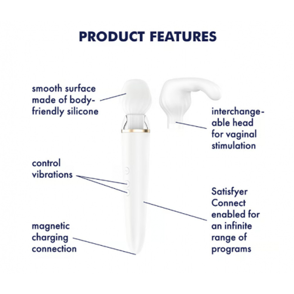 Вибромассажер Satisfyer Double Wand-er Connect App белый