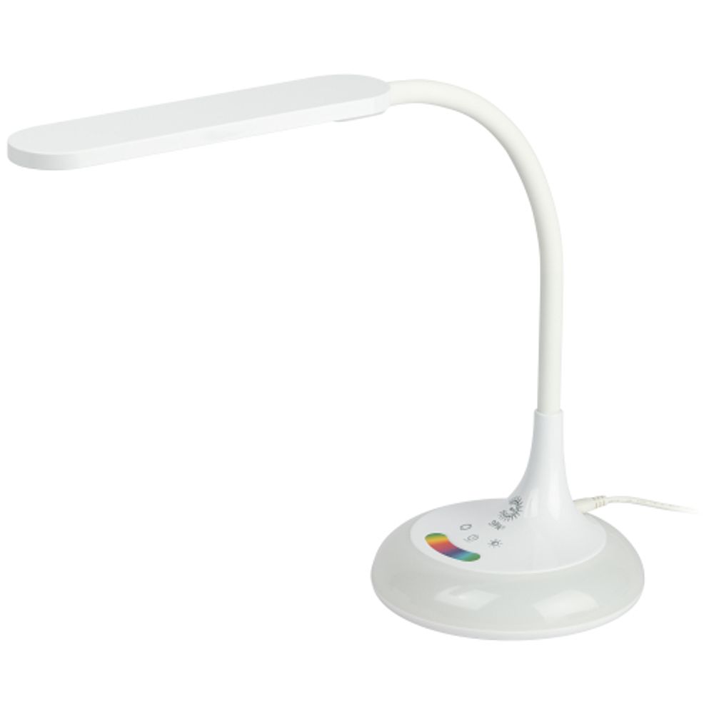 Настольный светильник ЭРА NLED-481-10W-W светодиодный с RGB ночником белый | Светодиодные настольные лампы