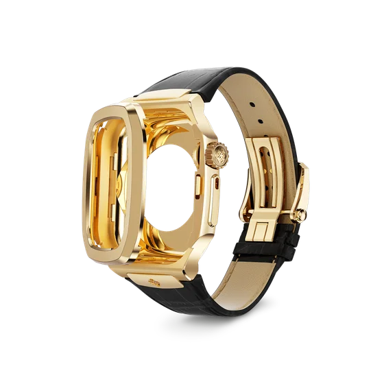 Корпус для Apple Watch ROL41 - Золотистый/Натуральная кожа